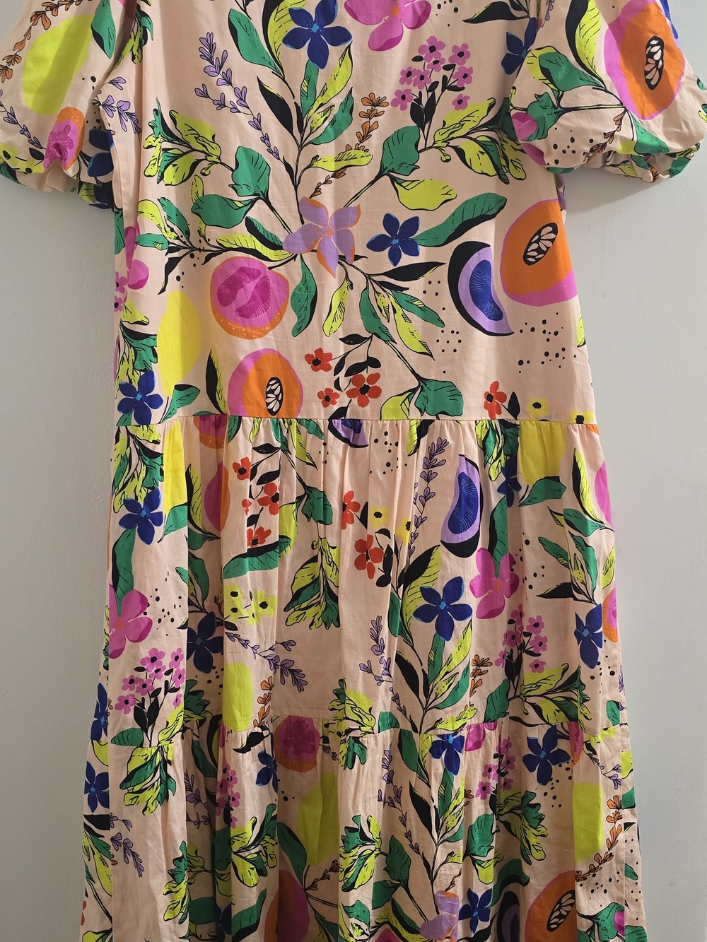 Women’s Long Sleeve Peach Floral Tiered Dress